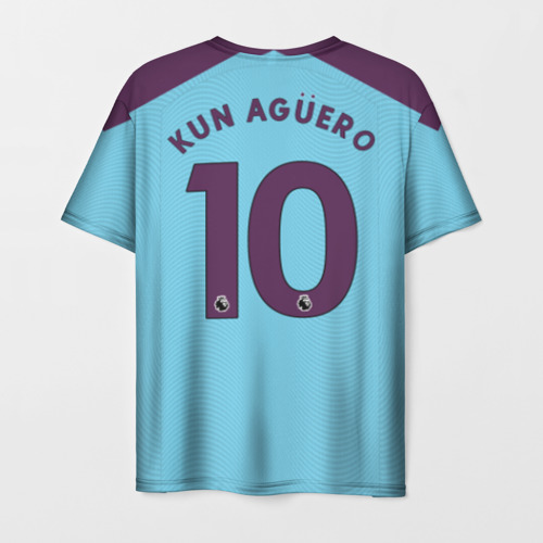 Мужская футболка 3D с принтом Aguero home 19-20, вид сзади #1