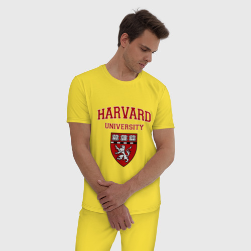Мужская пижама хлопок Harvard University_форма, цвет желтый - фото 3
