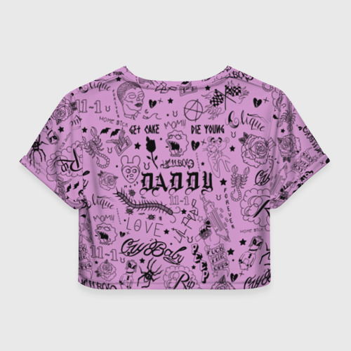 Женская футболка Crop-top 3D Lil Peep Tattoo, цвет 3D печать - фото 2