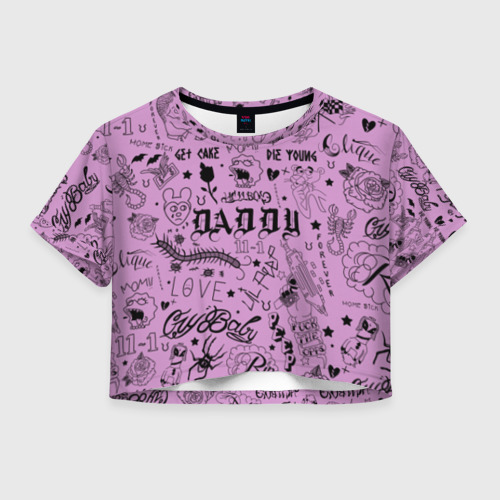 Женская футболка Crop-top 3D Lil Peep Tattoo, цвет 3D печать