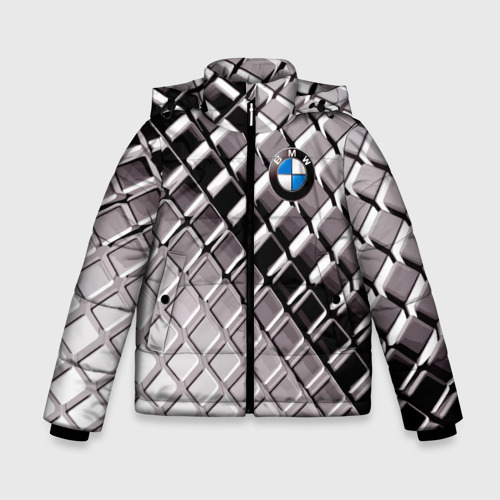 Зимняя куртка для мальчиков с принтом BMW - pattern, вид спереди №1