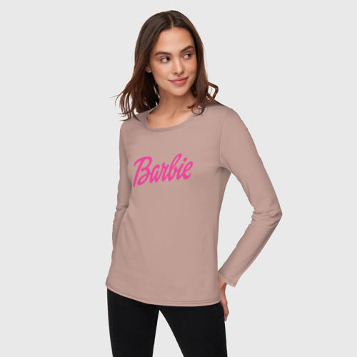 Женский лонгслив хлопок Barbie, цвет пыльно-розовый - фото 3