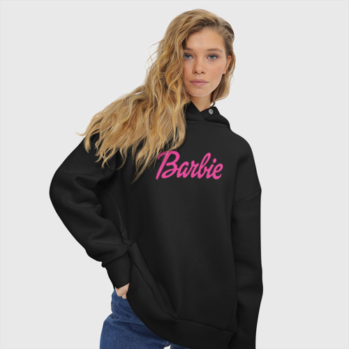 Женское худи Oversize хлопок Barbie, цвет черный - фото 4