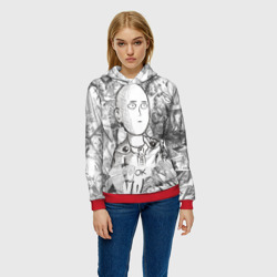 Женская толстовка 3D Чернобелый Сайтама - фото 2