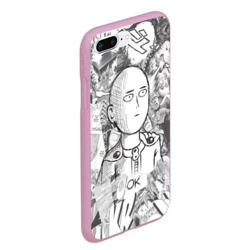 Чехол для iPhone 7Plus/8 Plus матовый Чернобелый Сайтама, цвет розовый - фото 3