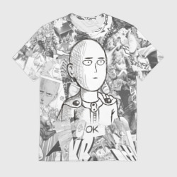 Мужская футболка 3D Чернобелый Сайтама