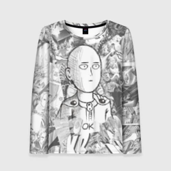 Женский лонгслив 3D Чернобелый Сайтама
