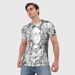 Мужская футболка 3D Чернобелый Сайтама - фото 2
