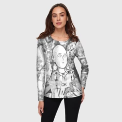 Женский лонгслив 3D Чернобелый Сайтама - фото 2