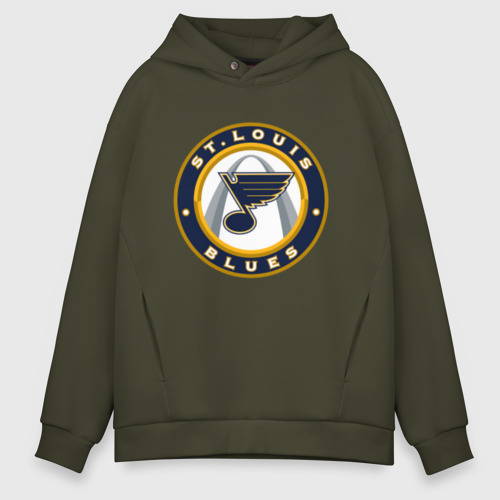 Мужское худи Oversize хлопок St. Louis Blues alt, цвет хаки