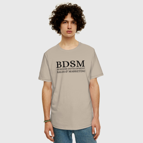 Мужская футболка хлопок Oversize BDSM, цвет миндальный - фото 3