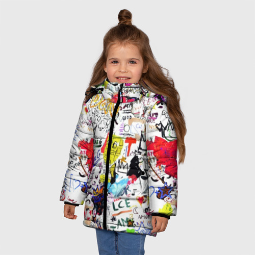 Зимняя куртка для девочек 3D DG paint, цвет светло-серый - фото 3