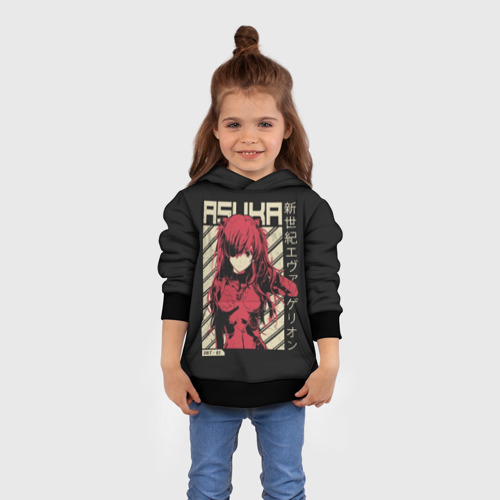 Детская толстовка 3D Evangelion Asuka, цвет черный - фото 4