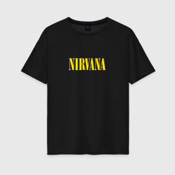 Женская футболка хлопок Oversize Nirvana Нирвана Логотип