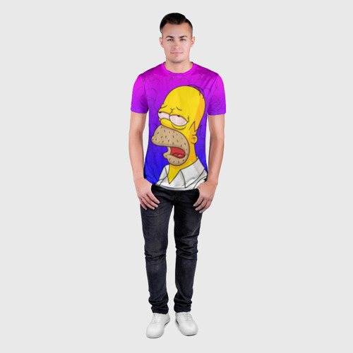Мужская футболка 3D Slim Уставший Гомер, цвет 3D печать - фото 4