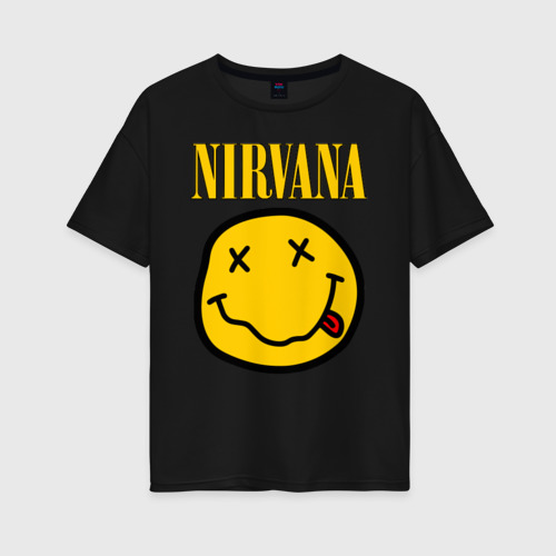 Женская футболка хлопок Oversize Nirvana, цвет черный