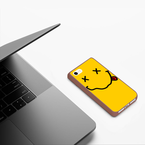 Чехол для iPhone 5/5S матовый Nirvana smile, цвет коричневый - фото 5