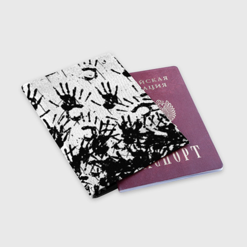 Обложка для паспорта матовая кожа Отпечатки - Death Stranding, цвет черный - фото 3