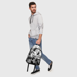 Рюкзак с принтом Отпечатки — Death Stranding для любого человека, вид спереди №5. Цвет основы: белый