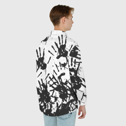 Мужская рубашка oversize 3D с принтом Отпечатки - Death Stranding, вид сзади #2