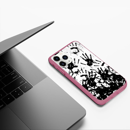 Чехол для iPhone 11 Pro матовый Отпечатки - Death Stranding, цвет малиновый - фото 5