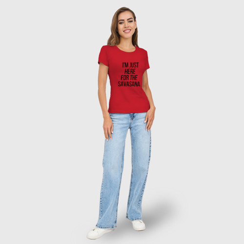 Женская футболка хлопок Slim Шавасана, цвет красный - фото 5