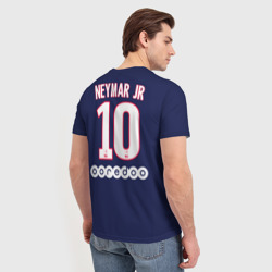 Футболка с принтом Neymar Home 19-20 для мужчины, вид на модели сзади №2. Цвет основы: белый