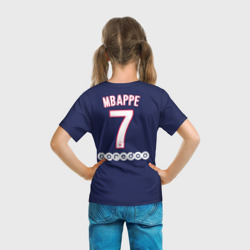 Футболка с принтом Mbappe Home 19-20 для ребенка, вид на модели сзади №3. Цвет основы: белый