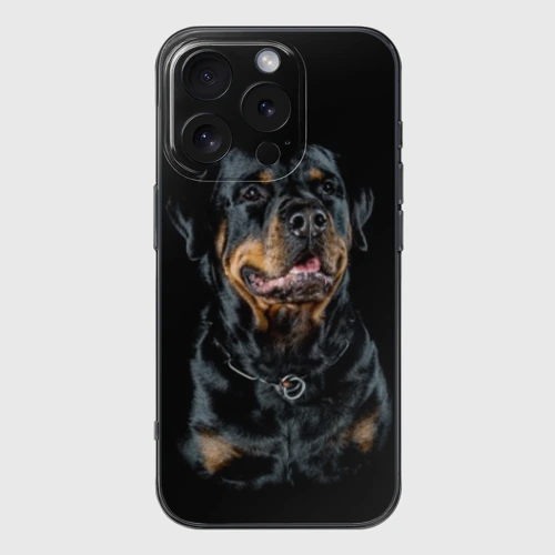 Чехол для iPhone 16 Pro силиконовый с защитой камеры Ротвейлер