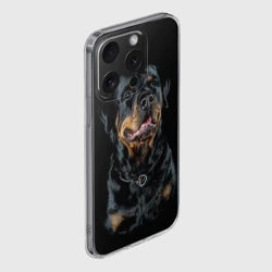 Чехол для iPhone 15 Pro силиконовый с защитой камеры Ротвейлер - фото 2
