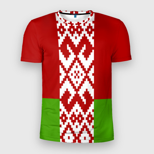 Мужская футболка 3D Slim Беларусь флаг, цвет 3D печать
