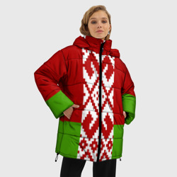 Женская зимняя куртка Oversize Беларусь флаг - фото 2