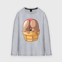 Женский лонгслив oversize хлопок Ice cream butt