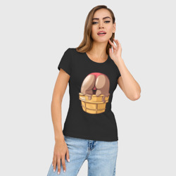 Женская футболка хлопок Slim Ice cream butt - фото 2