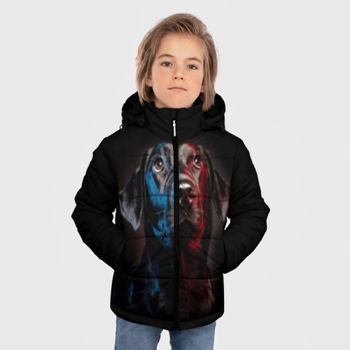 Зимняя куртка для мальчиков 3D Чёрный лабрадор, цвет красный - фото 3