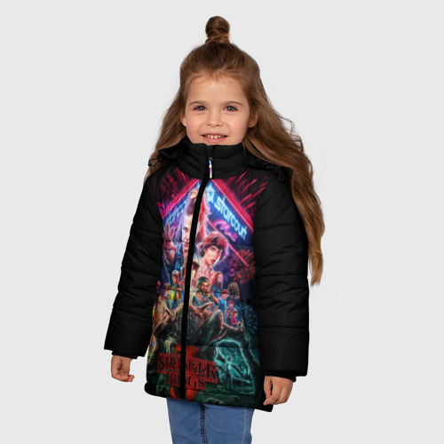 Зимняя куртка для девочек 3D Stranger things 3, цвет светло-серый - фото 3