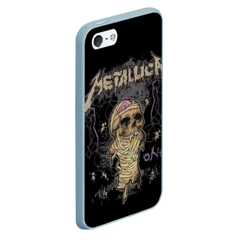 Чехол для iPhone 5/5S матовый Metallica, цвет голубой - фото 3