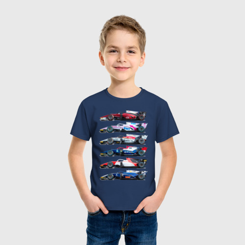 Детская футболка хлопок F1 Болиды 2, цвет темно-синий - фото 3