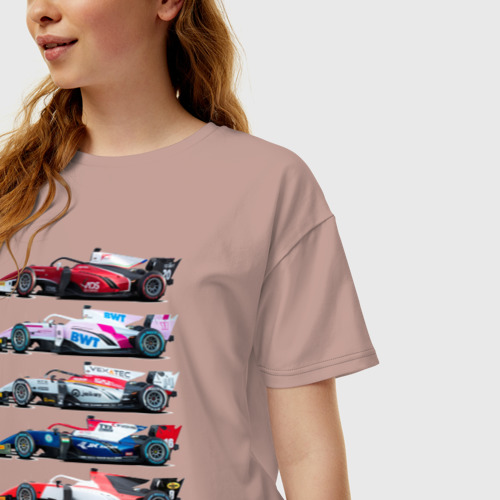 Женская футболка хлопок Oversize с принтом F1 Болиды 2, фото на моделе #1