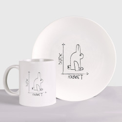 Набор: тарелка + кружка Утка. Кролик