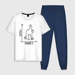 Мужская пижама с белой футболкой хлопок Утка. Кролик