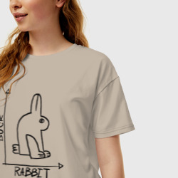 Женская футболка хлопок Oversize Утка. Кролик - фото 2