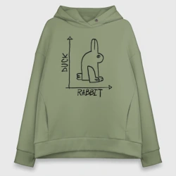 Женское худи Oversize хлопок Утка. Кролик