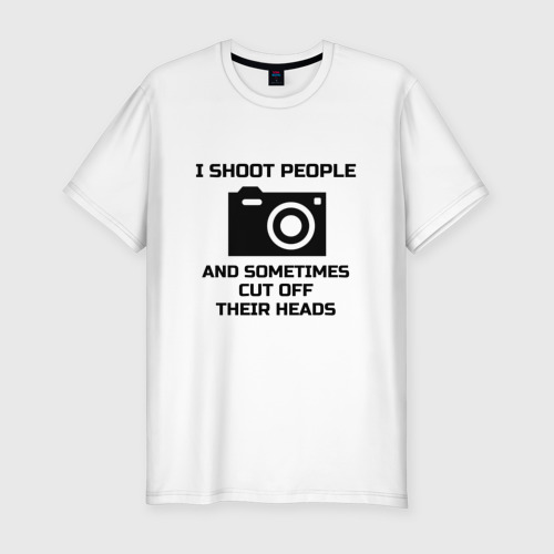 Мужская приталенная футболка из хлопка с принтом Добрый фотограф, вид спереди №1