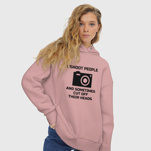 Женское худи Oversize хлопок Добрый фотограф, цвет пыльно-розовый - фото 4