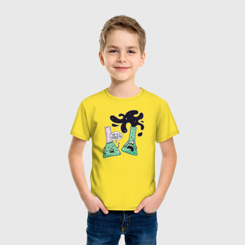 Детская футболка хлопок Ты слишком остро реагируешь!, цвет желтый - фото 3