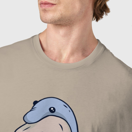 Мужская футболка хлопок Акула в костюме Дельфина, цвет миндальный - фото 6