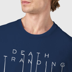 Футболка с принтом Death Stranding на спине для мужчины, вид на модели спереди №4. Цвет основы: темно-синий