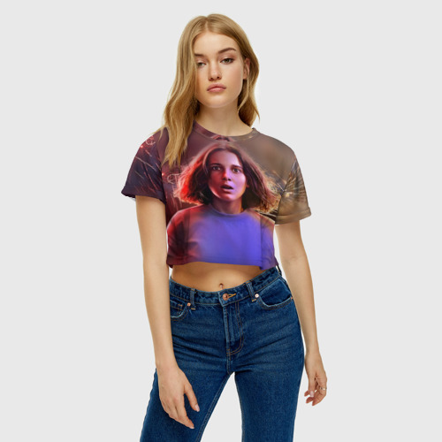 Женская футболка Crop-top 3D Stranger things, цвет 3D печать - фото 3