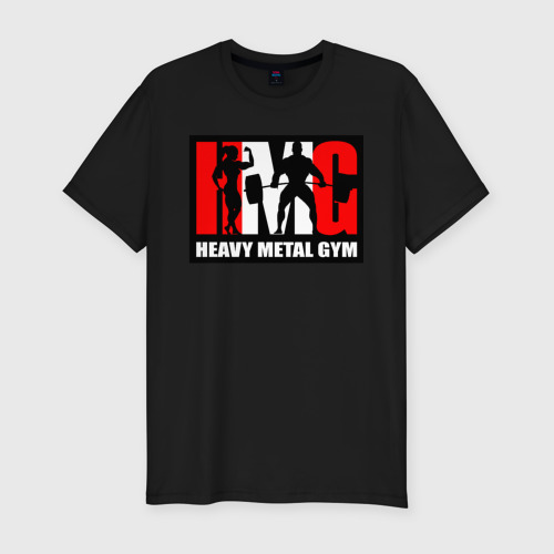 Мужская футболка хлопок Slim Бодибилдинг Heavy Metal Gym, цвет черный